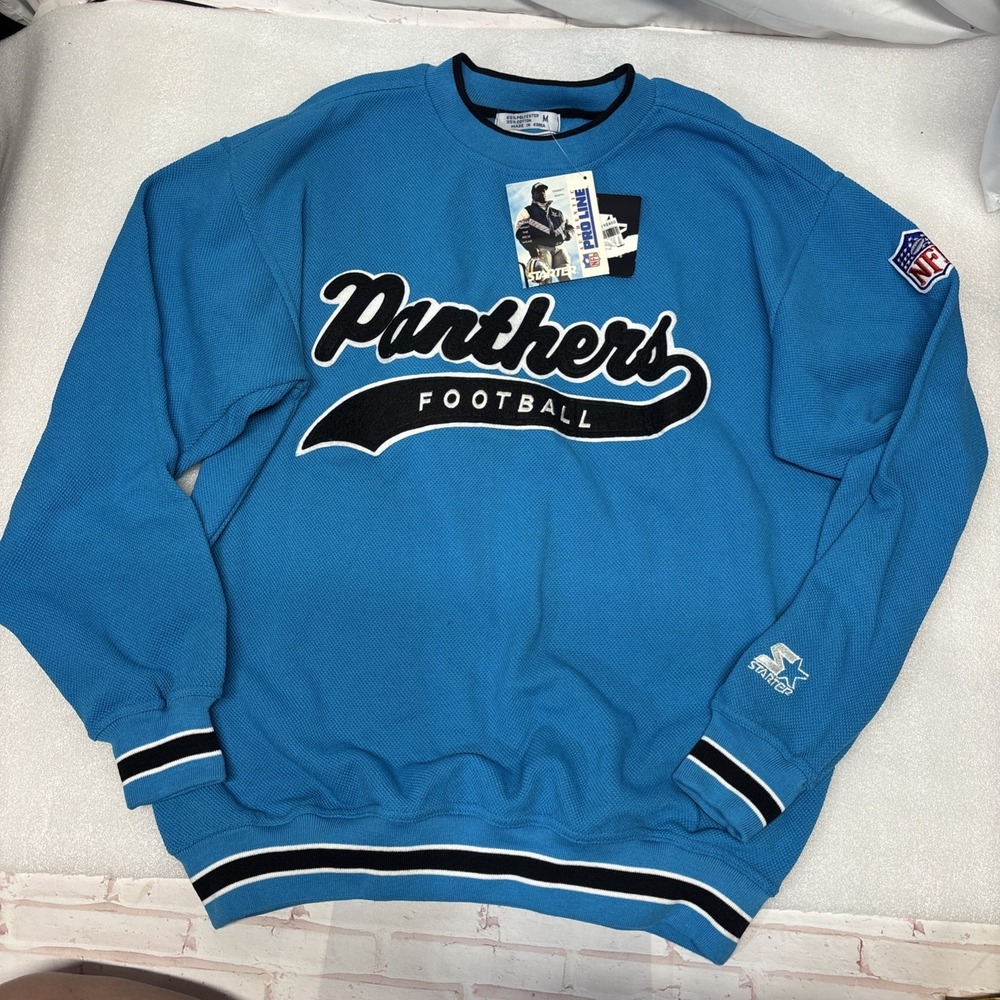 Panthers Starter Pullover Crewneck Sweatshirt Vintage 90s, Blue NFL Pro Line NWT